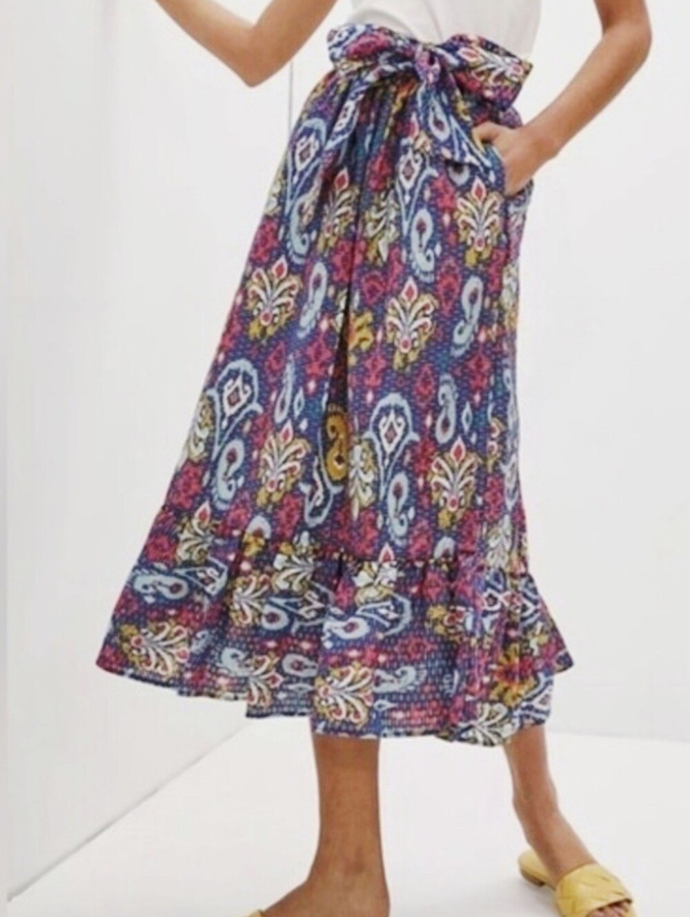 XS/S Anthropologie Edith Multicolored Paisley Print Midi Skirt, NWOT